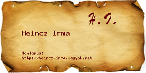 Heincz Irma névjegykártya